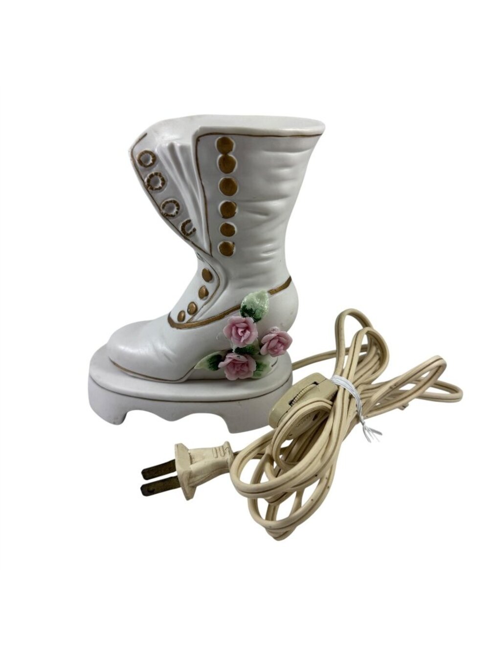 Porcelain Victorian Boot Shoe Lamp Night Light Aladdin Giftware Vintage 1960s